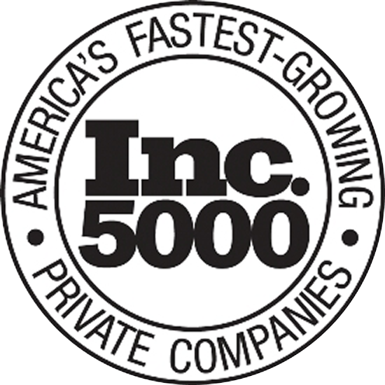 A circular badge with the text "Inc. 5000" in the center and "America's Fastest-Growing Private Companies" around the edge.